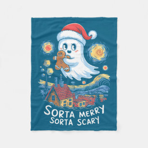 Sorta Merry Sorta Y Santa Ghost Christmas Gingerbr Fleece Blanket