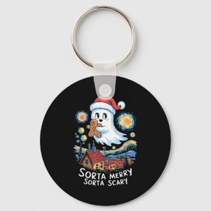 Sorta Merry Sorta Y Santa Ghost Christmas Gingerbr Keychain
