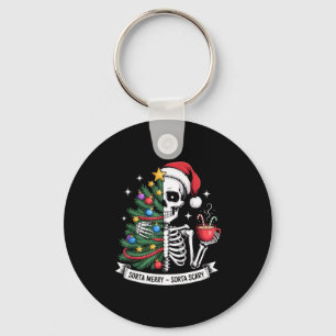 Sorta Merry Sorta Y Santa Skeleton Cocoa Christmas Keychain