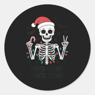 Sorta Merry Sorta Y Skeleton Christmas Tank Top_1  Classic Round Sticker