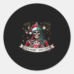 Sorta Merry Sorta Y Skeleton Hot Cocoa Christmas P Classic Round Sticker