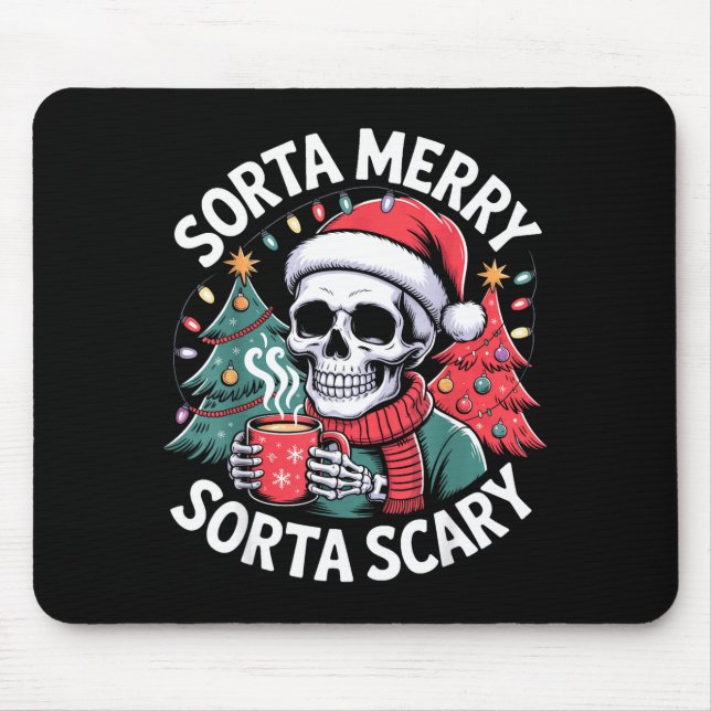Sorta Merry Sorta Y Skeleton With Santa Hat  Mouse Pad (Front)