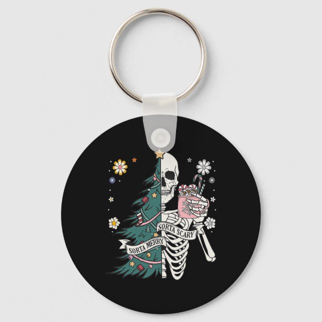 Sorta scary merry sorta christmas skeleton tree sa keychain (Front)