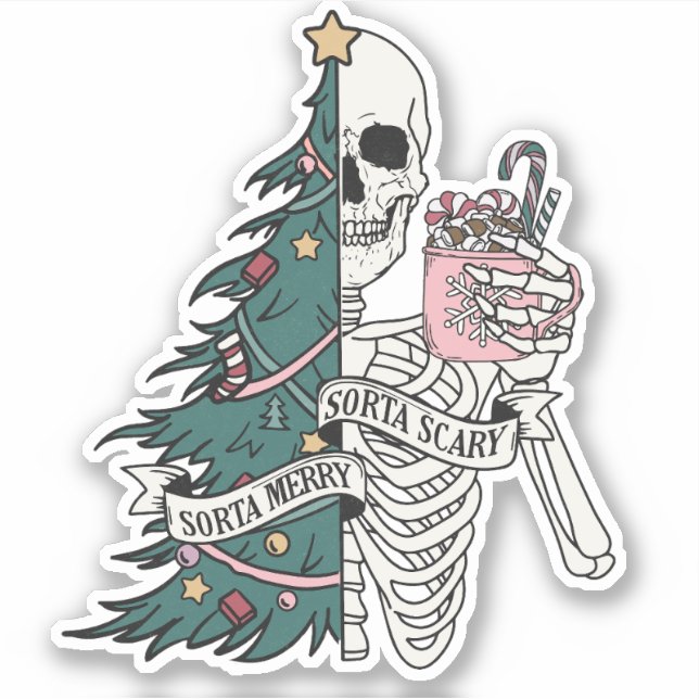 "Sorta Scary Sorta Merry" Christmas Skeleton (Front)