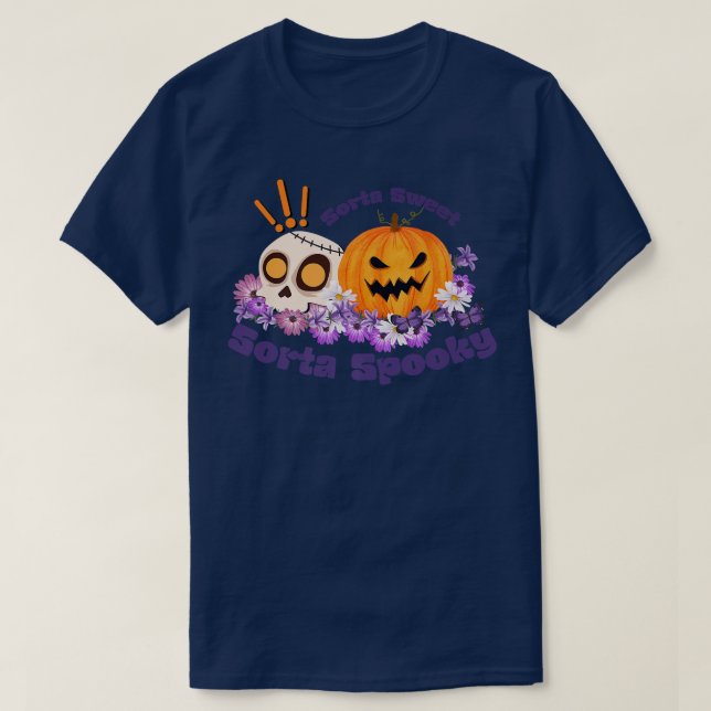 Sorta Sweet Sorta Spooky Halloween Funny Skeleton  T-Shirt (Design Front)