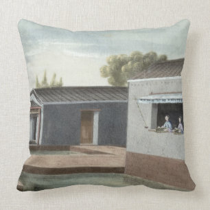 Sorting tea (w/c on paper) 2 throw pillow