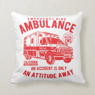 SOS Emergency Ride Ambulance EMS Rescue Throw Pillow