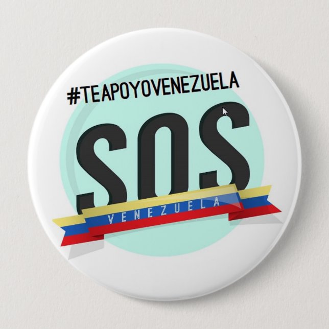 SOS VENEZUELA 4 INCH ROUND BUTTON (Front)