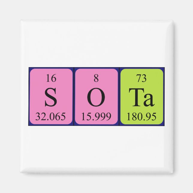 Sota periodic table name magnet (Front)