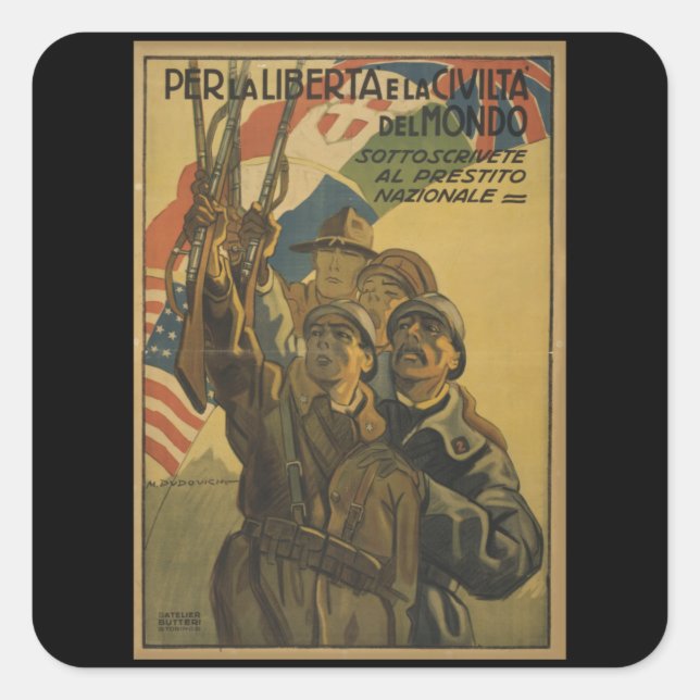 Sottoscrivete al Prestito - Vintage Italy War Square Sticker (Front)