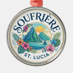 Soufrière Saint Lucia Metal Ornament