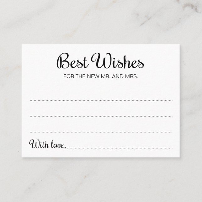 Souhaite Monsieur Mme Black White Mariage Carte de (Devant)