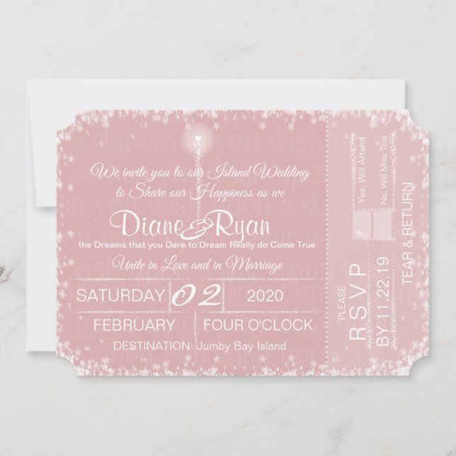 Souhaitez-vous sur une invitation de ticket mariag (Devant)