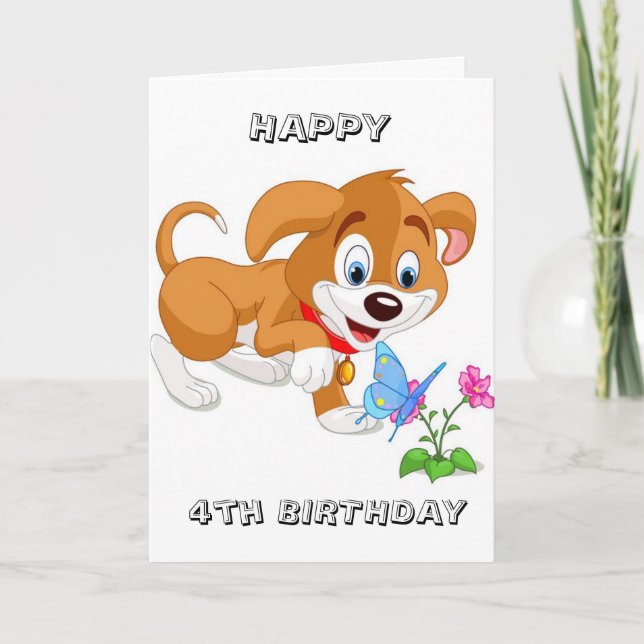 SOUHAITS POPPY SUR LA CARTE *4ème ANNIVERSAIRE* (Devant)