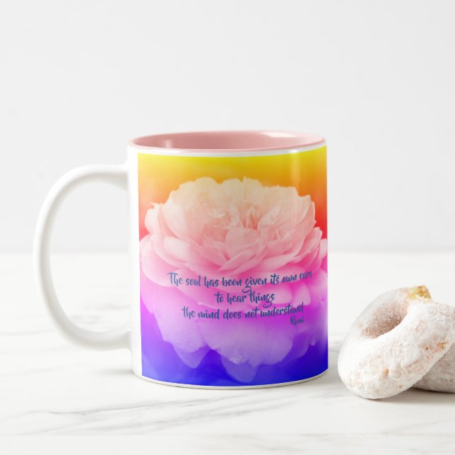 Soul And Mind Rumi Inspirational Quote  Two-Tone Coffee Mug (With Donut)