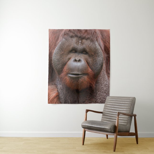 Soul Beneath the Flanges – Orangutan Face Tapestry (In Situ)