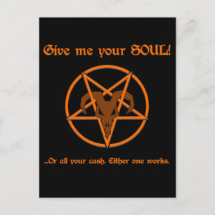 Soul Cash Pentacle Satanic Dark Humour Goat Postcard