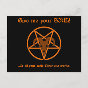 Soul Cash Pentacle Satanic Dark Humour Goat Postcard