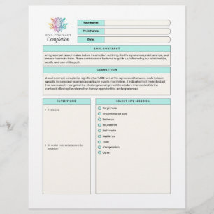 Soul Contract Completion Template Manifest Vision Letterhead