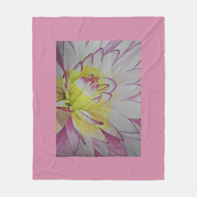 Soul Food Dahlia Watercolor Fleece Blanket (Front)