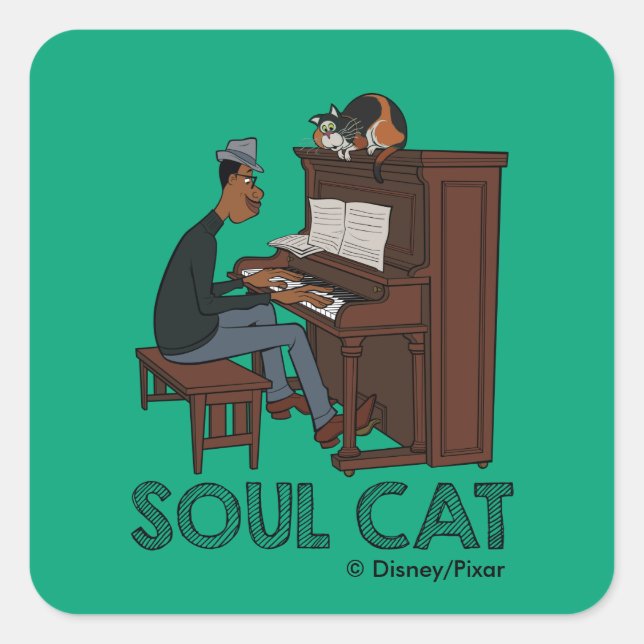 Soul | Joe & Mr. Mittens at the Piano Square Sticker (Front)