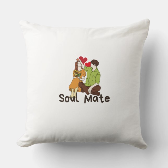 Soul Mate Throw Pillow – Romantic Decor for Couple (Front)