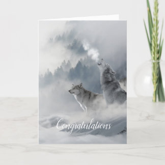Soul Mate Wolves Wedding Card Vertical