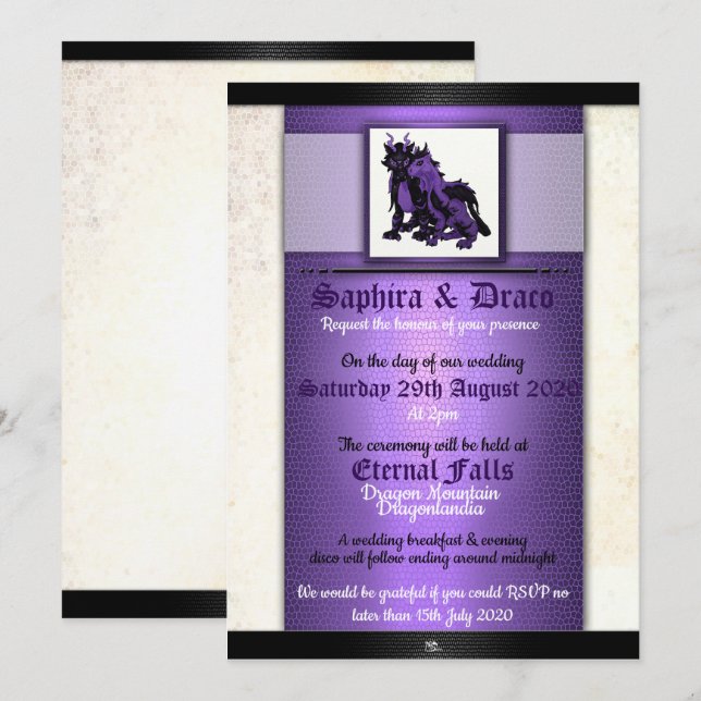 Soul Mates Dragon Wedding Invitations (Devant / Derrière)