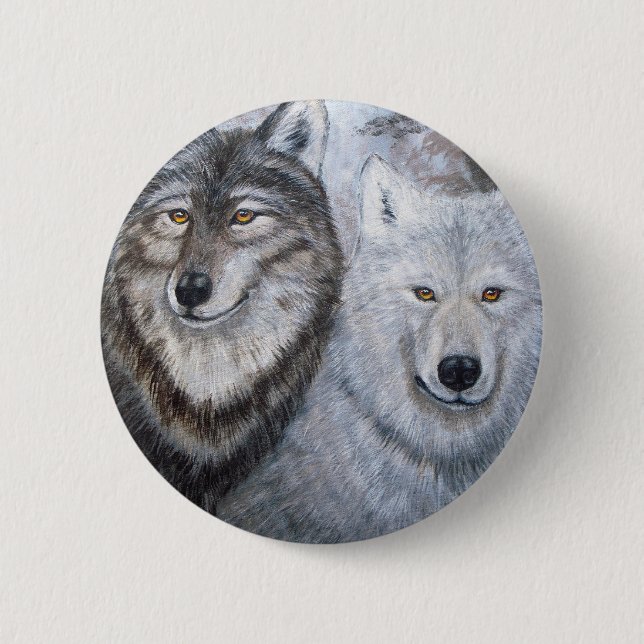 Soul Mates wolves 2 Inch Round Button (Front)