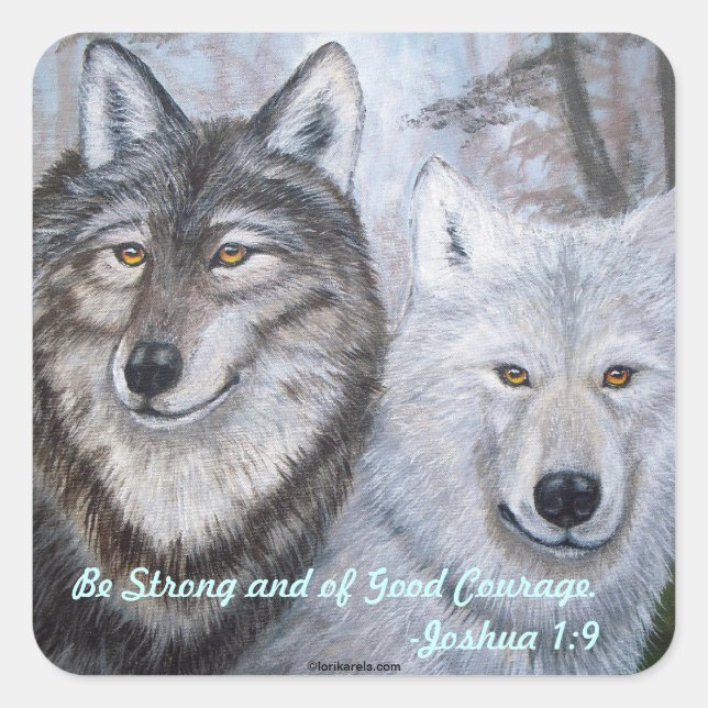 Soul Mates Wolves by Lori Karels Square Sticker (Front)