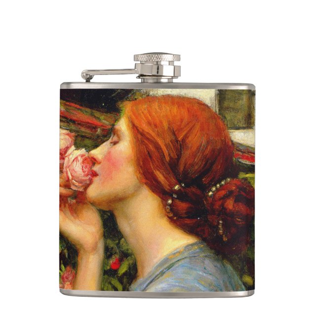Soul of the Rose John William Waterhouse Hip Flask (Front)
