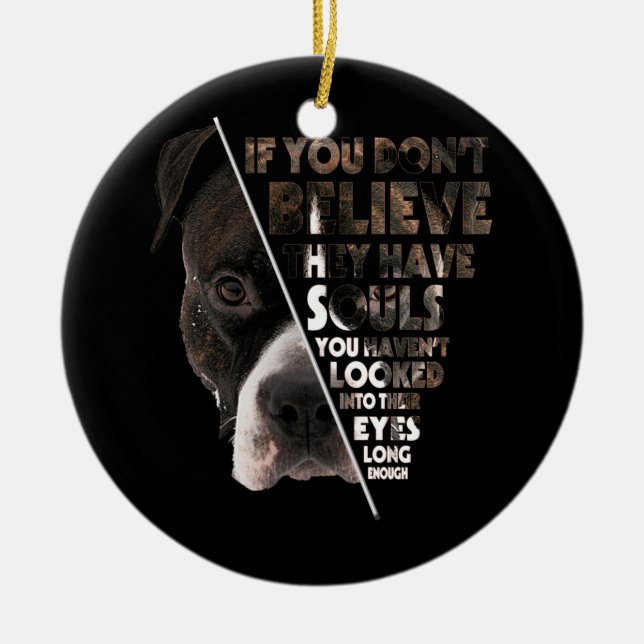 Soul Pitbull I Love Pitbull Dog They Have Souls Ceramic Ornament (Front)