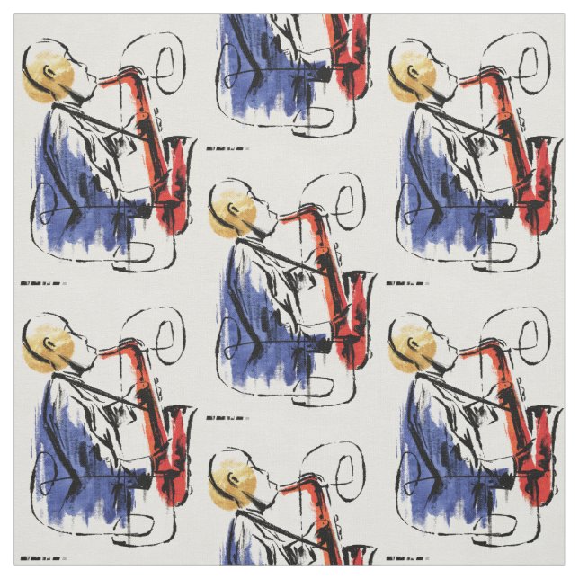 Soul | Saxophone Player Editorial Art Fabric (Swatch)