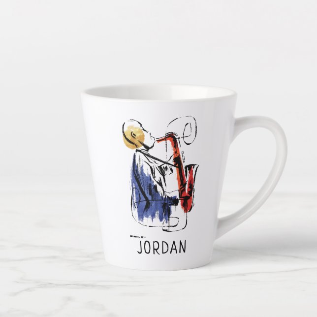 Soul | Saxophone Player Editorial Art Latte Mug (Right)