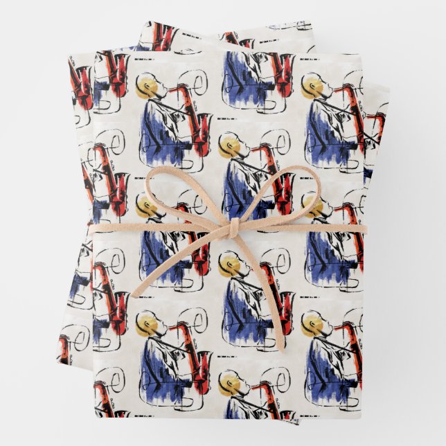 Soul | Saxophone Player Editorial Art Wrapping Paper Sheet (In situ)