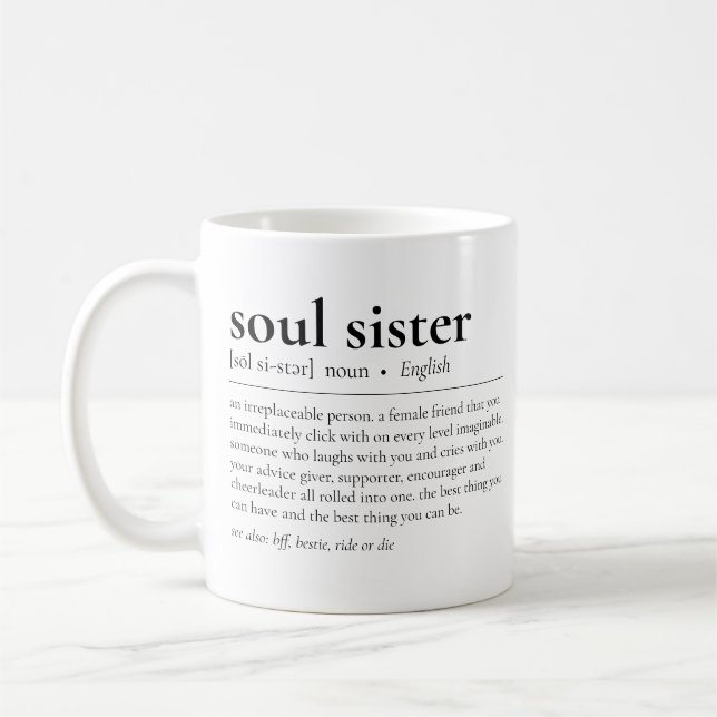 Soul Sister Definition Meaning of Best Friends Mug (Left)