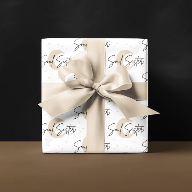 Soul Sister Wrapping Paper Flat Sheet Set of 3 (Celebrate your soul sister with this moon wrapping paper set! )