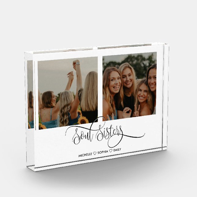 Soul Sisters Cute Modern Photo Best Friends Gift Block (Left)