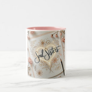 Soul Sisters Elegant Calligraphy Two-Tone Coffee Mug