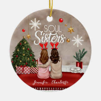 Soul Sisters Personalized Best Friends Xmas Ceramic Ornament