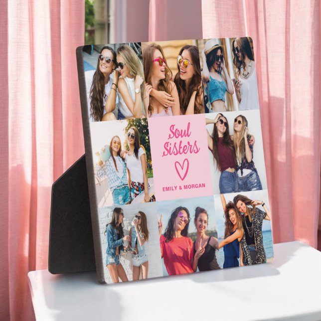 Soul Sisters Pink Gift For Friends Photo Collage Plaque (Creator Uploaded)