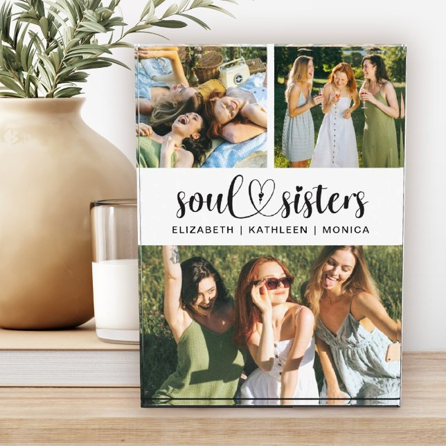 Soul Soeurs Amis Script Photo Collecte Bloc (A pretty soul sisters photo keepsake block. Personalize with your photos and names.)
