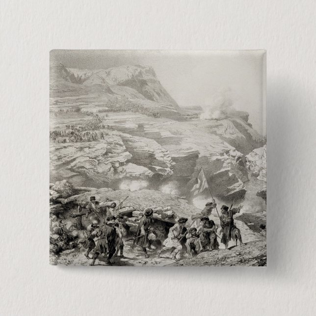 Soulak Pass at Akhati, Dagestan, plate 61 from a b 2 Inch Square Button (Front)