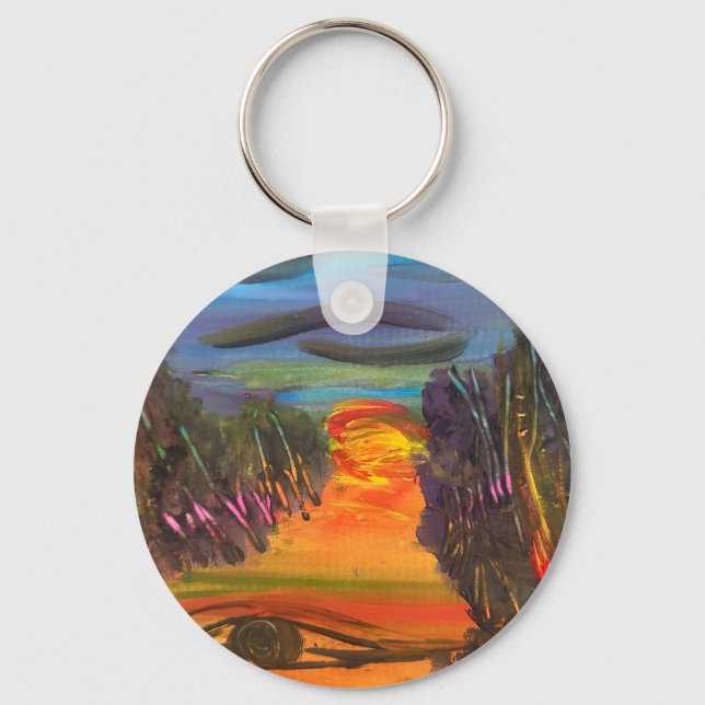 Soulful Horizon Hand Painted Design  Keychain (Back)