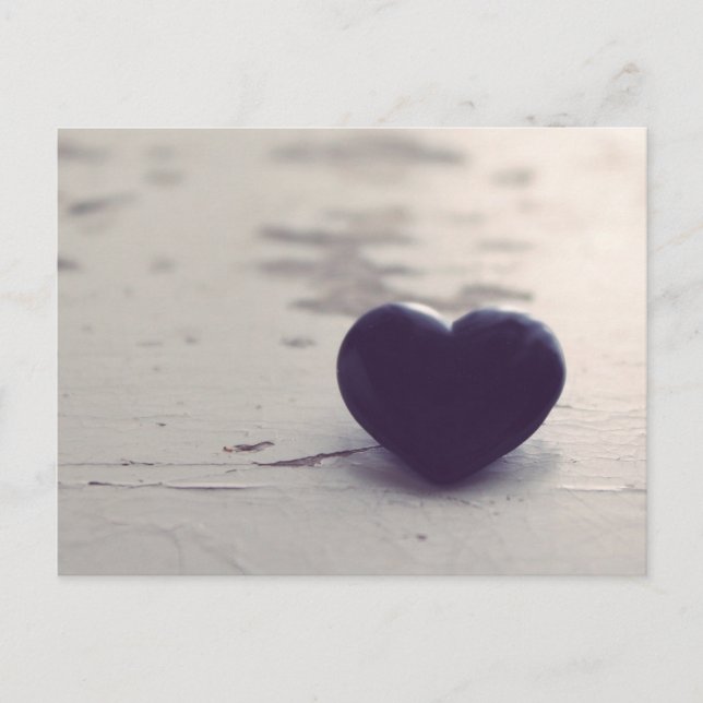 Soulful Purple Stone Heart on a Sandy Beach Postcard (Front)