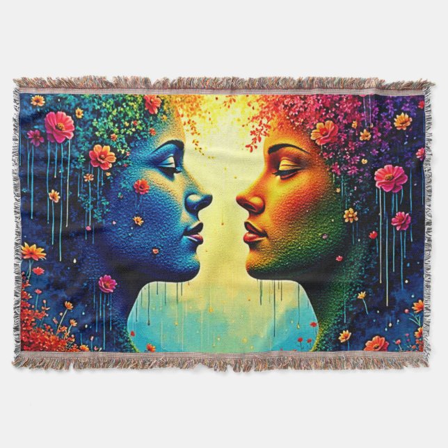 Soulful Rainbow Connection Design Throw Blanket (Front)
