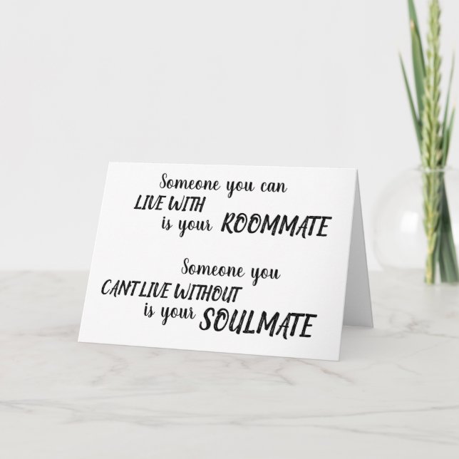 Soulmate Anniversary Brushstroke Script Romantic Card (Front)