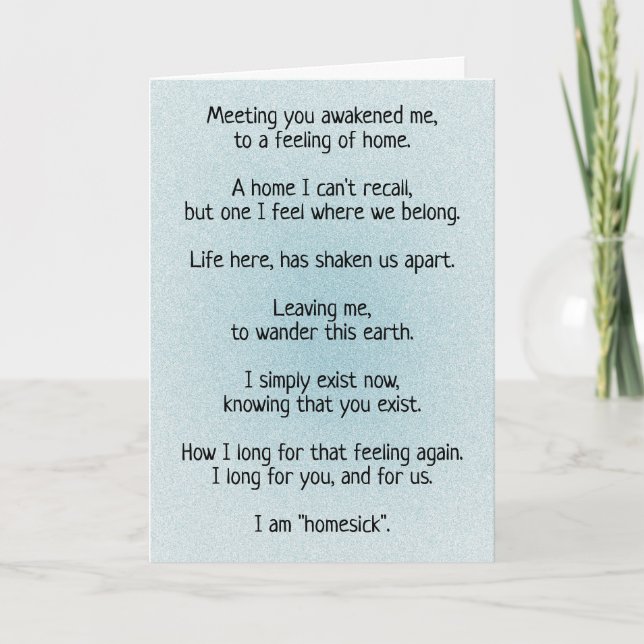 Soulmate Connection HOMESICK Poem Holiday Card (Front)