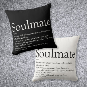 Soulmate Definition Black and White Fun Throw Pillow