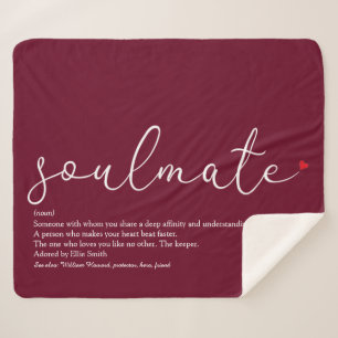 Soulmate Definition Love Heart Burgundy Sherpa Blanket